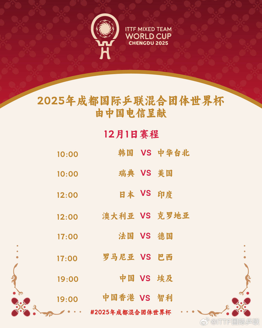 皇冠信用庄家
_国际乒联混团世界杯分组出炉：中国与中国香港同组